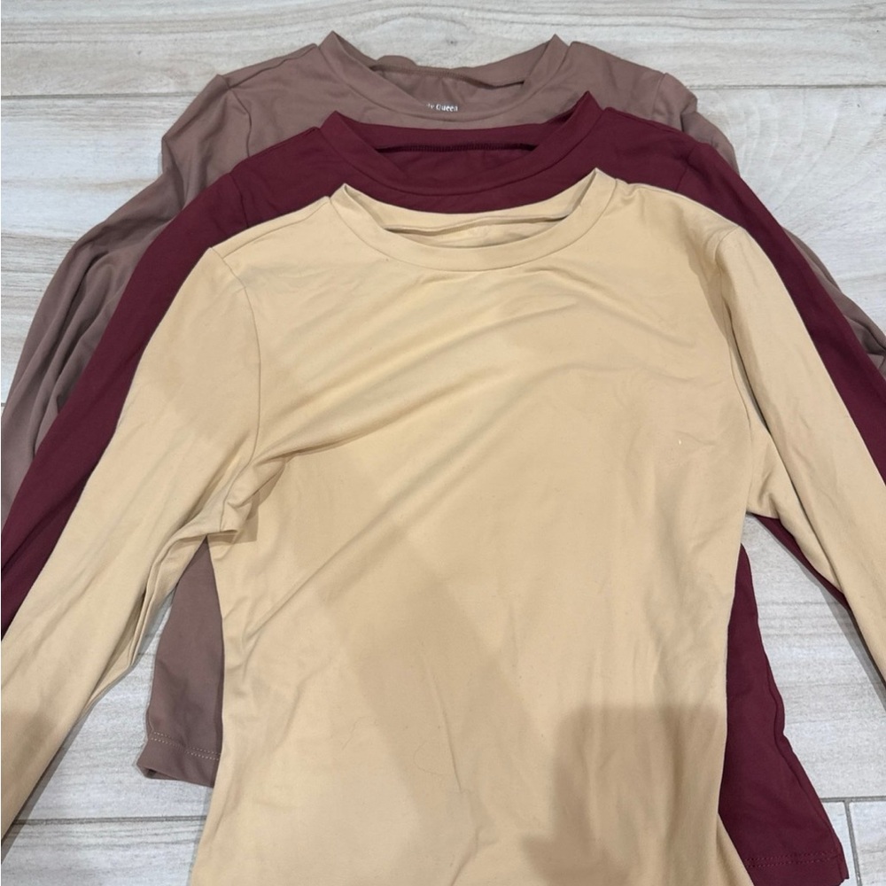 Elegant Women's Long Sleeve Tops - Beige, Brown, and Burgundy